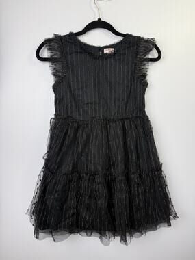 Cat & Jack Girls L 10/12 Black Gold Tulle Tiered Party Dress Halloween Holiday